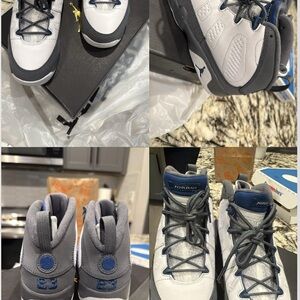 Jordan Retro 9 White and Gray Sneakers